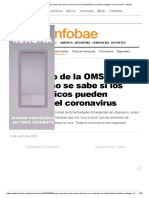 Nuevo Giro de La OMS: Ahora Dice Que No Se Sabe Si Los Asintomáticos Pueden Contagiar El Coronavirus