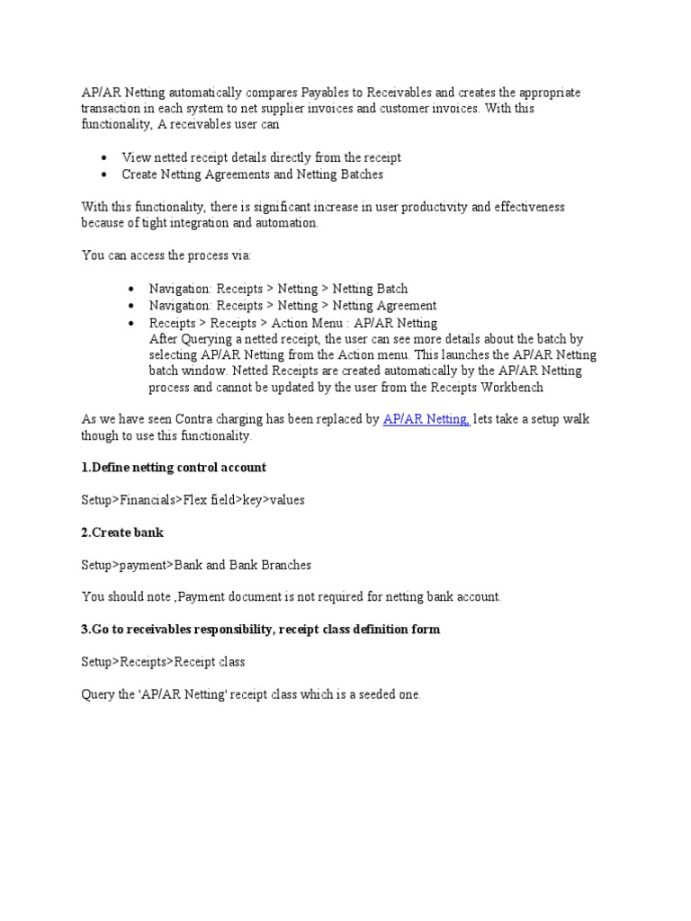 1.define Netting Control Account PDF Receipt Accounts Payable