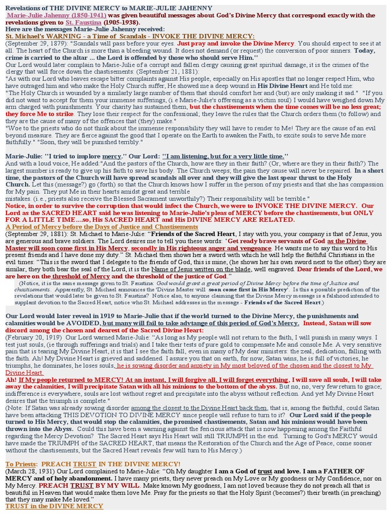 Revelations of THE DIVINE MERCY To MARIEJULIE JAHENNY PDF Mercy