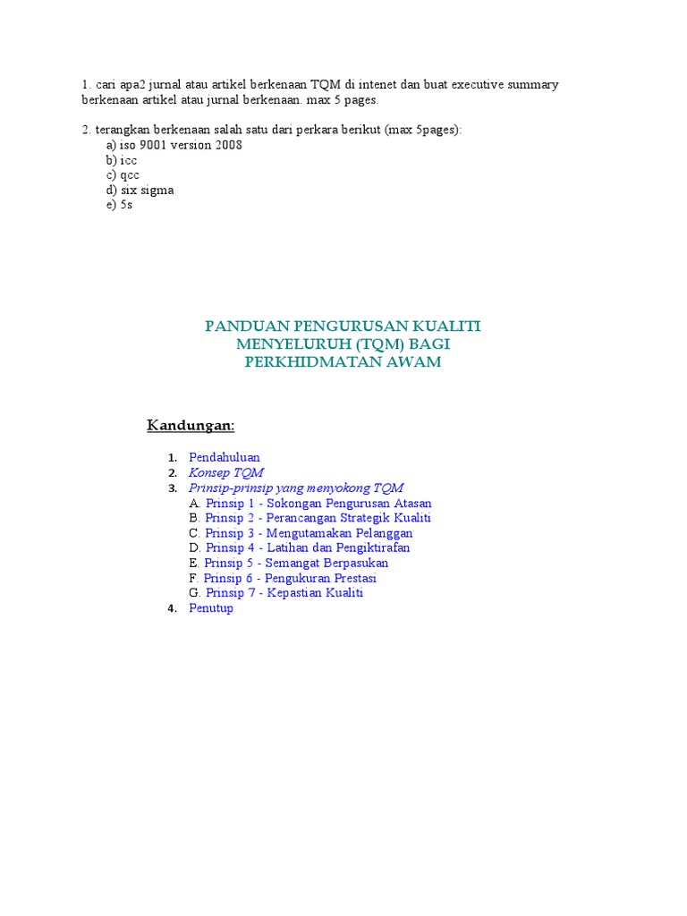 Assignment TQM | PDF