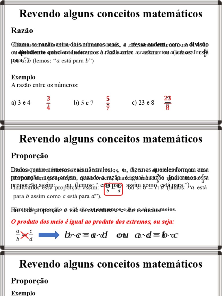 Revendo Conceitos Básicos Da Matemática - Razão, Proporção e Grandezas ...