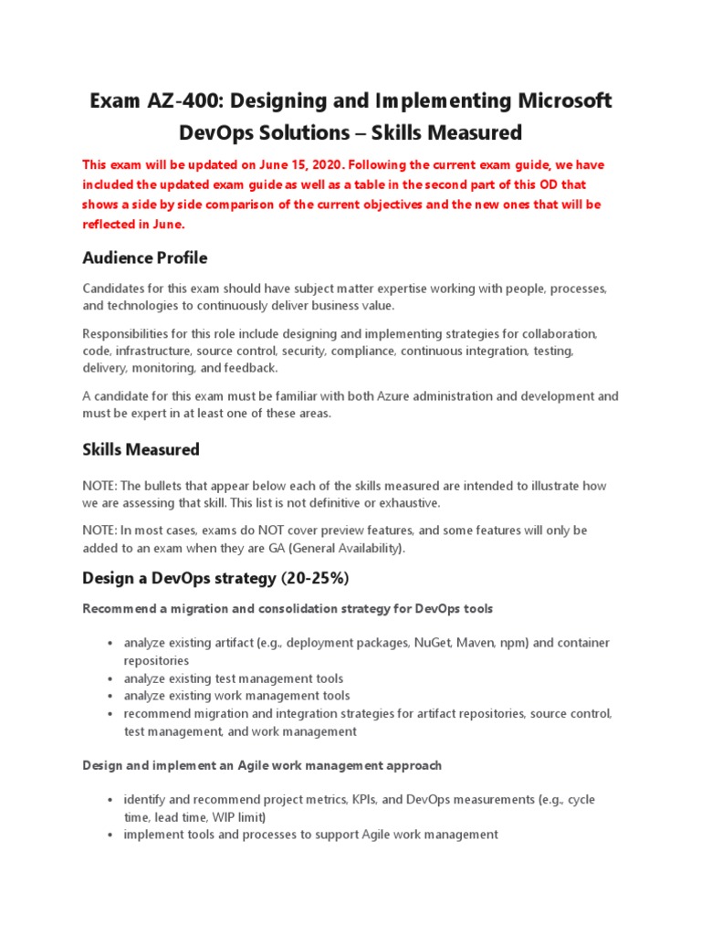 AZ-400 Exam Guide: DevOps Solutions | PDF | Microsoft Azure | Version ...