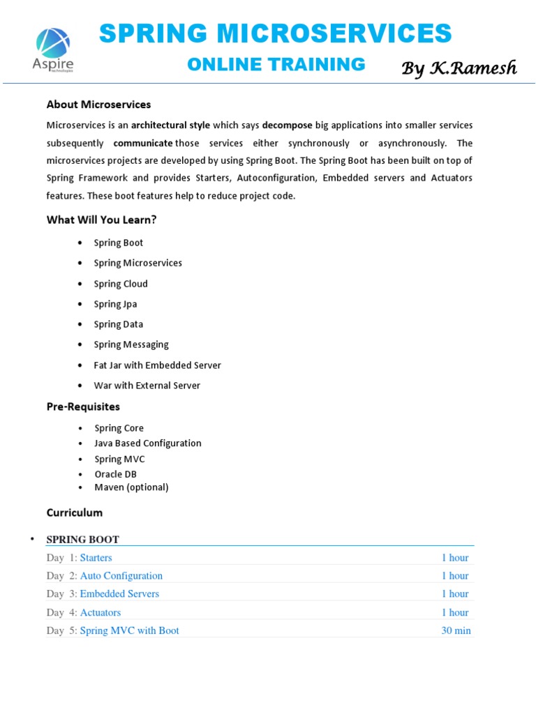 Spring Microservices: Online Training | PDF | Spring Framework ...
