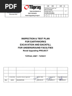 Inspection & Test Plan For Earthworks Excavation and Backfill For Underground Facilities