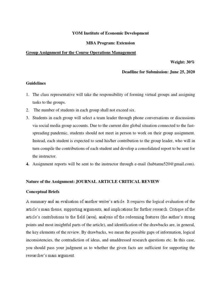 MBA Operations Management Group Assignment | PDF | Academic Journal | Logic