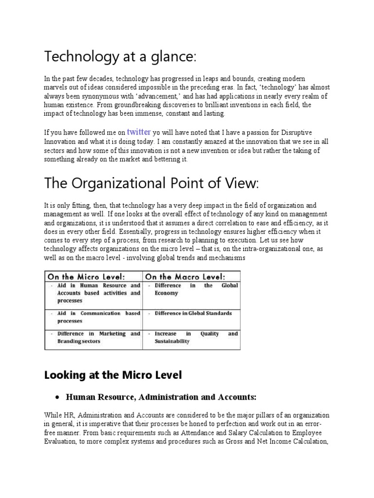 Technology at A Glance PDF Innovation