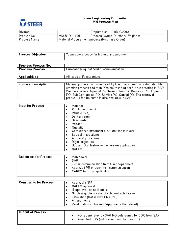 Steer Engineering PVT Limited MM Process Map | PDF | Sap Se | Business