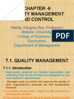 Chapter - 6 Quality Management and Control: Ataklty Adugna (Ass. Professor)