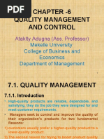 Chapter - 6 Quality Management and Control: Ataklty Adugna (Ass. Professor)