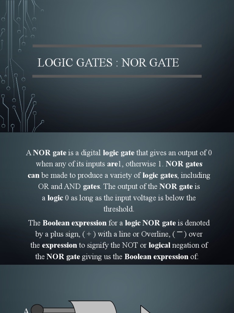Understanding NOR Gates in Logic Design | PDF