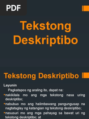 Ang Tekstong Deskriptibo Pdf