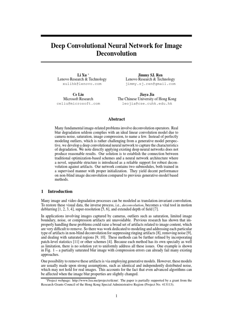 5485 Deep Convolutional Neural Network For Image Deconvolution PDF ...
