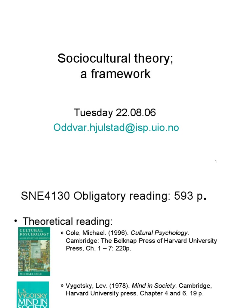 Sociocultural Theory A Framework | PDF | Constructivism (Philosophy Of ...