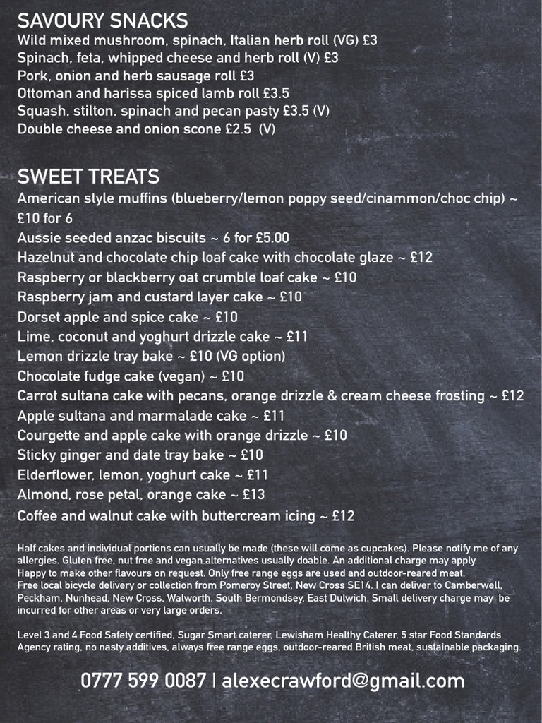 Pomeroy House Menu Overview | PDF