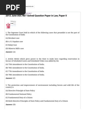 2012 June UGC NET Solved Question Paper in Law, Paper II - Free Online NTA UGC NET Guide Book December 2019.pdf