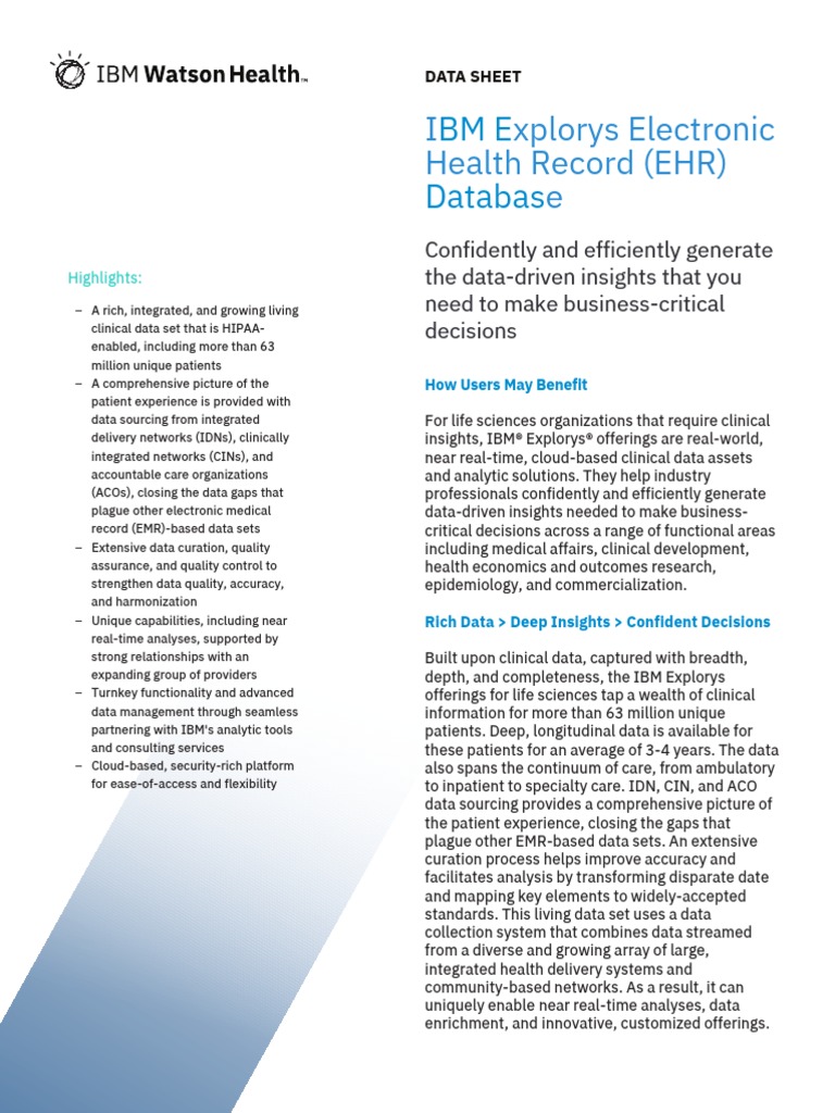 I Xplorys Electronic Health Record (EHR) E: BME Databas | PDF ...