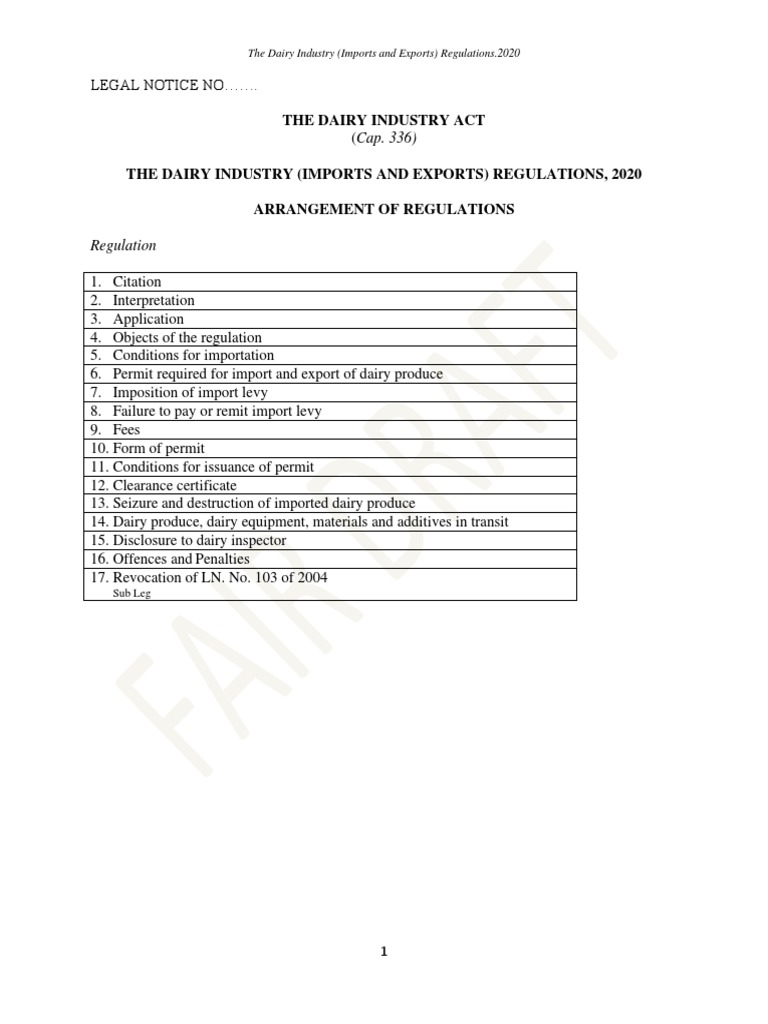 The Dairy Industry Act Regulation PDF Dumping (Pricing Policy) Interest