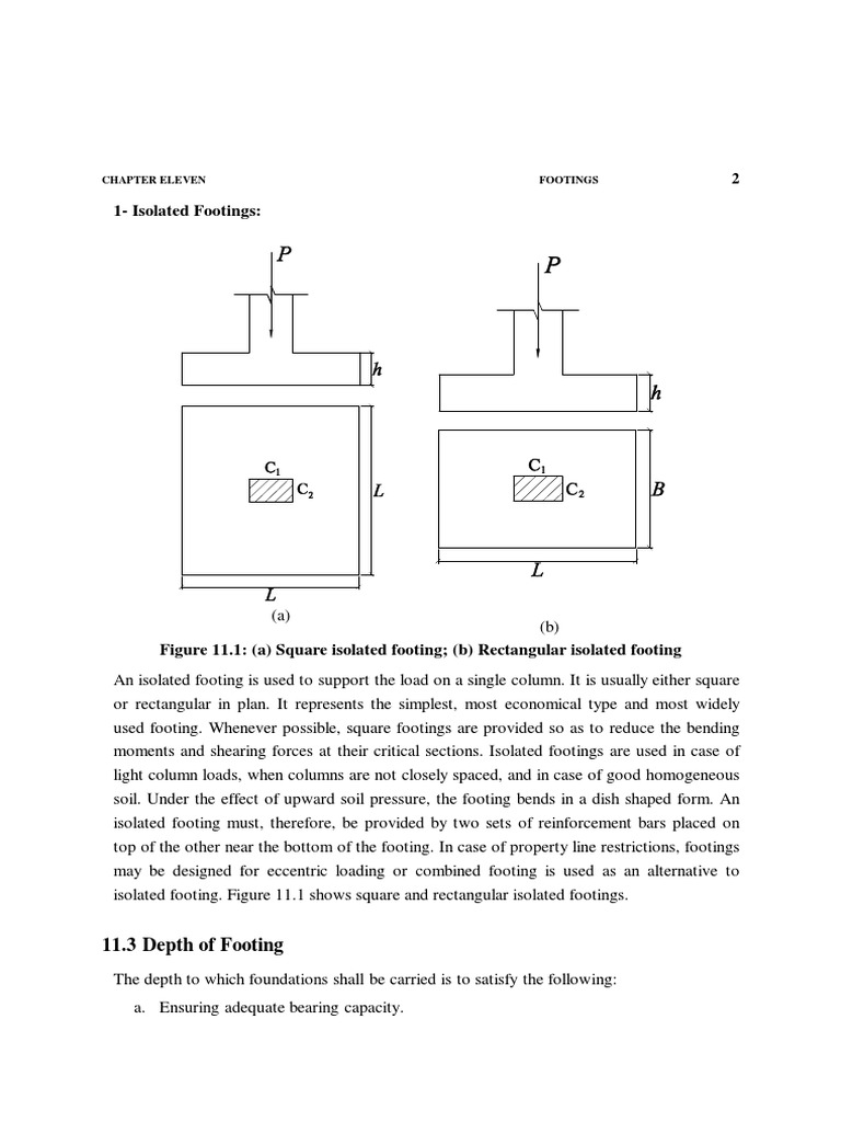 1-Isolated Footings:: 11.3 Depth of Footing | PDF