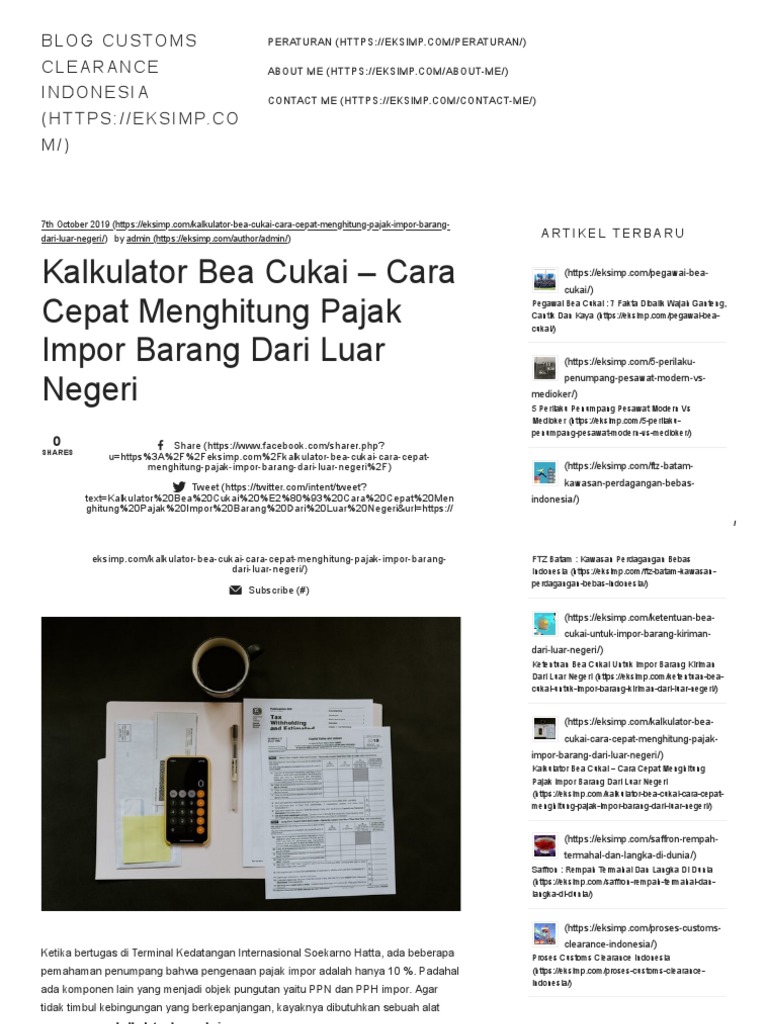 Kalkulator bea cukai cara cepat menghitung pajak impor barang dari