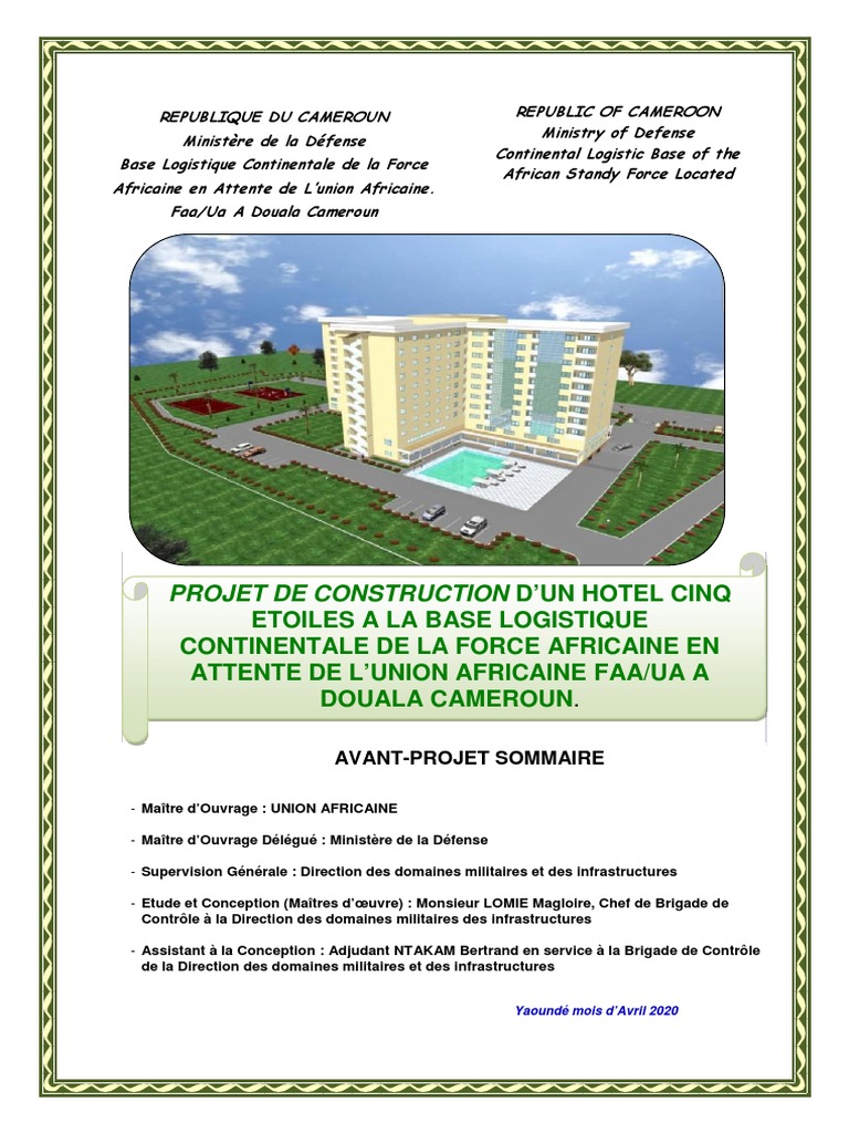 Projet Hotel 5 Etoiles Faa de Ua Douala Bonapriso