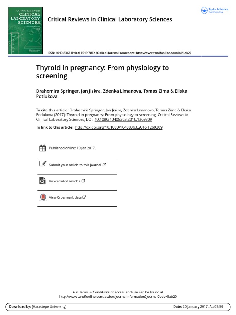 Thyroid Function and Screening in Pregnancy | PDF | Hypothyroidism ...