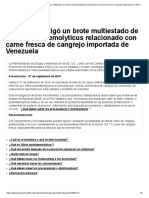 La FDA Multiestado de Vibrio Parahaemolyticus Carne Fresca de Cangrejo de Venezuela
