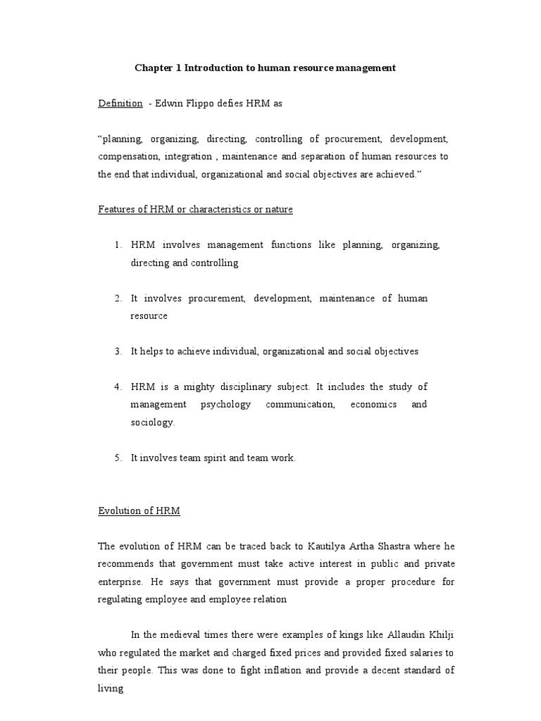 Chapter 1 Introduction To Human Resource Management | PDF | Recruitment ...