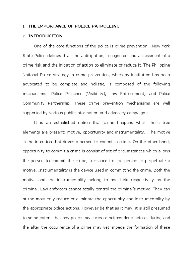 Importance of Police Patrolling | PDF | Police | Crime Prevention