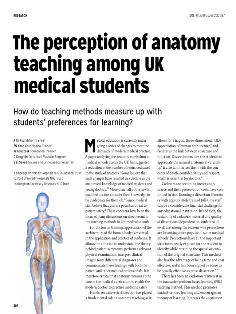 The Perception of Anatomy Teaching Among UK Medical Students | PDF ...