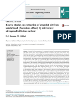 Kinetic Studies On Extraction of Essential Oil From Sandalwood (Santalum Album) by Microwave Air-Hydrodistillation Method
