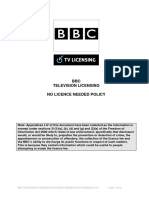 BBC Television Licensing No Licence Needed Policy