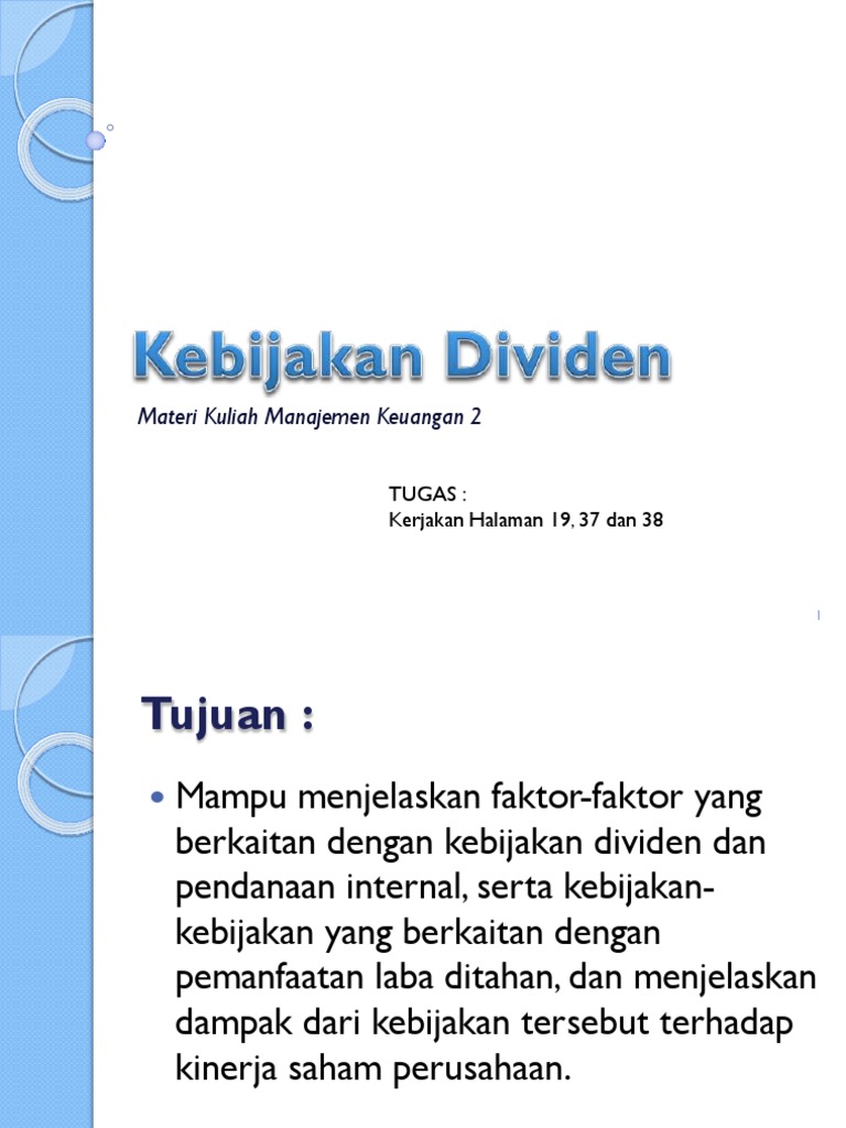 Pertemuan 6 Kebijakan Deviden
