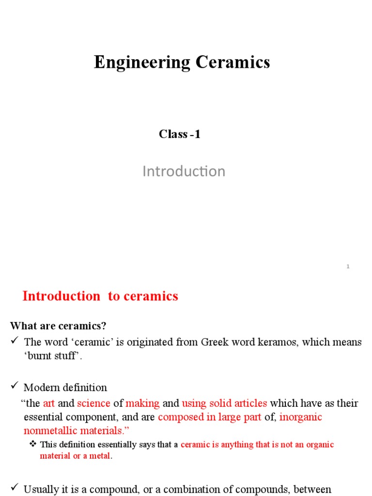 Engineering Ceramics Introduction PDF Ion Ceramics