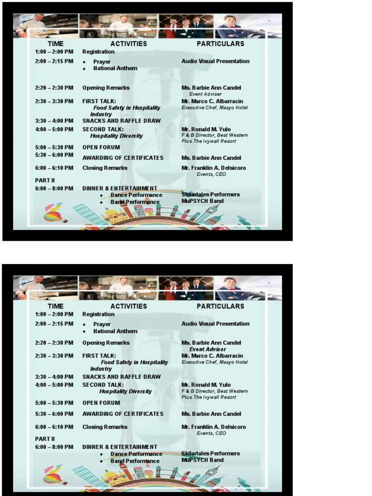 Hospitality Event Schedule and Talks | PDF