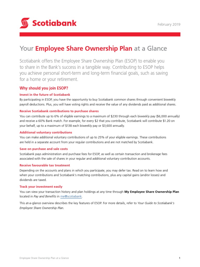 Employee Share Ownership Plan: Your at A Glance | PDF | Dividend | Pension