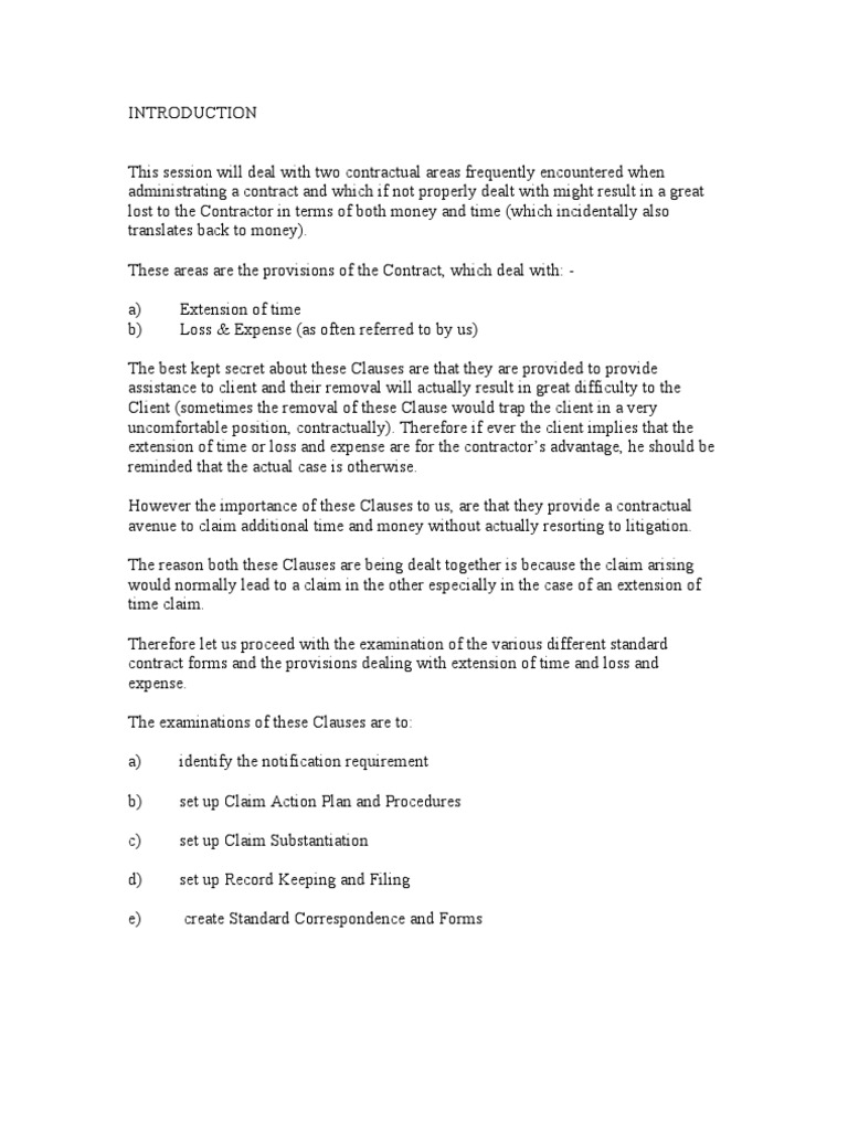 Extension of Time Standard Letters | General Contractor | Architect