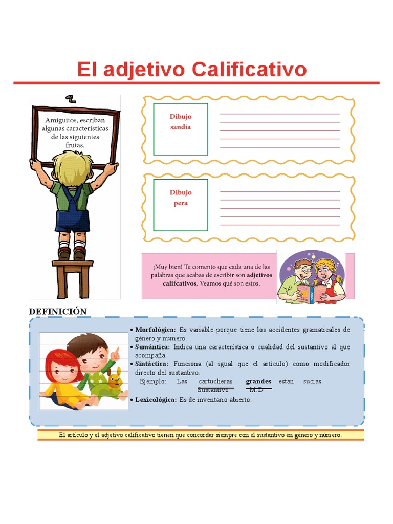Clases De Adjetivos Calificativos Pdf Adjetivo Sustantivo