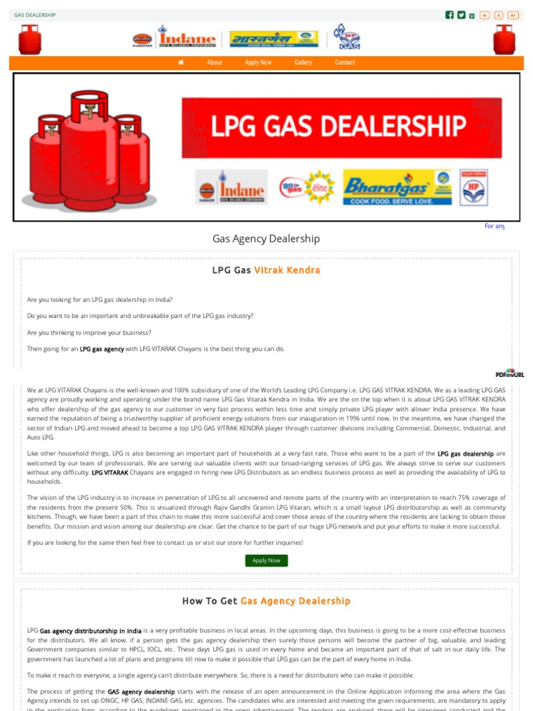 Gas Agency Dealership Gas Dealership Gas Agency Distributorship PDF