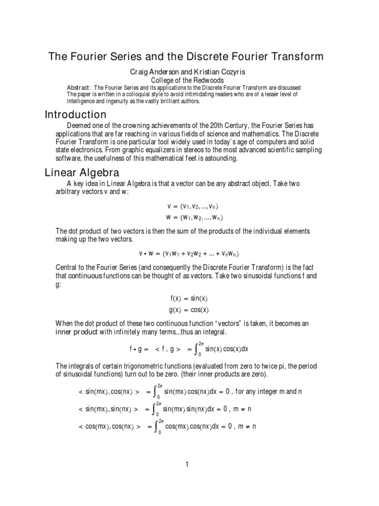 The Fourier Series and The Discrete Fourier Transform | PDF | Computers