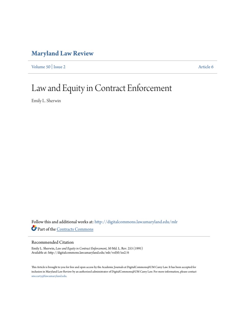 Law and Equity in Contract Enforcement PDF | PDF | Equity (Law) | Legal ...
