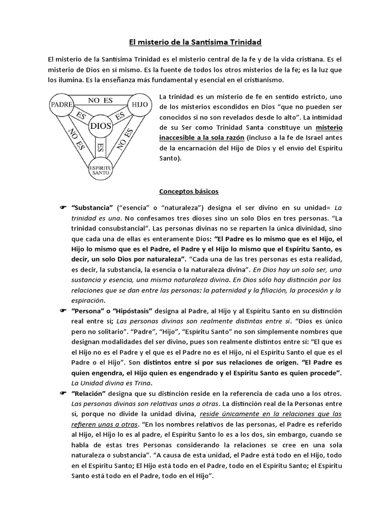 El misterio de la Santísima Trinidad | PDF | Trinidad | espíritu Santo
