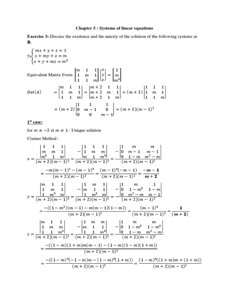 Existence of Solutions in Linear Systems | PDF | System Of Linear ...