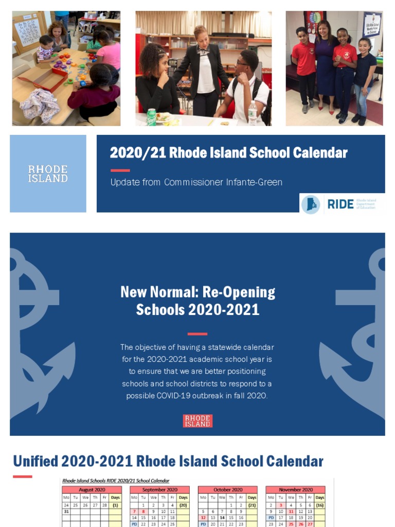 2020/21 Rhode Island School Calendar PDF Behavior Modification