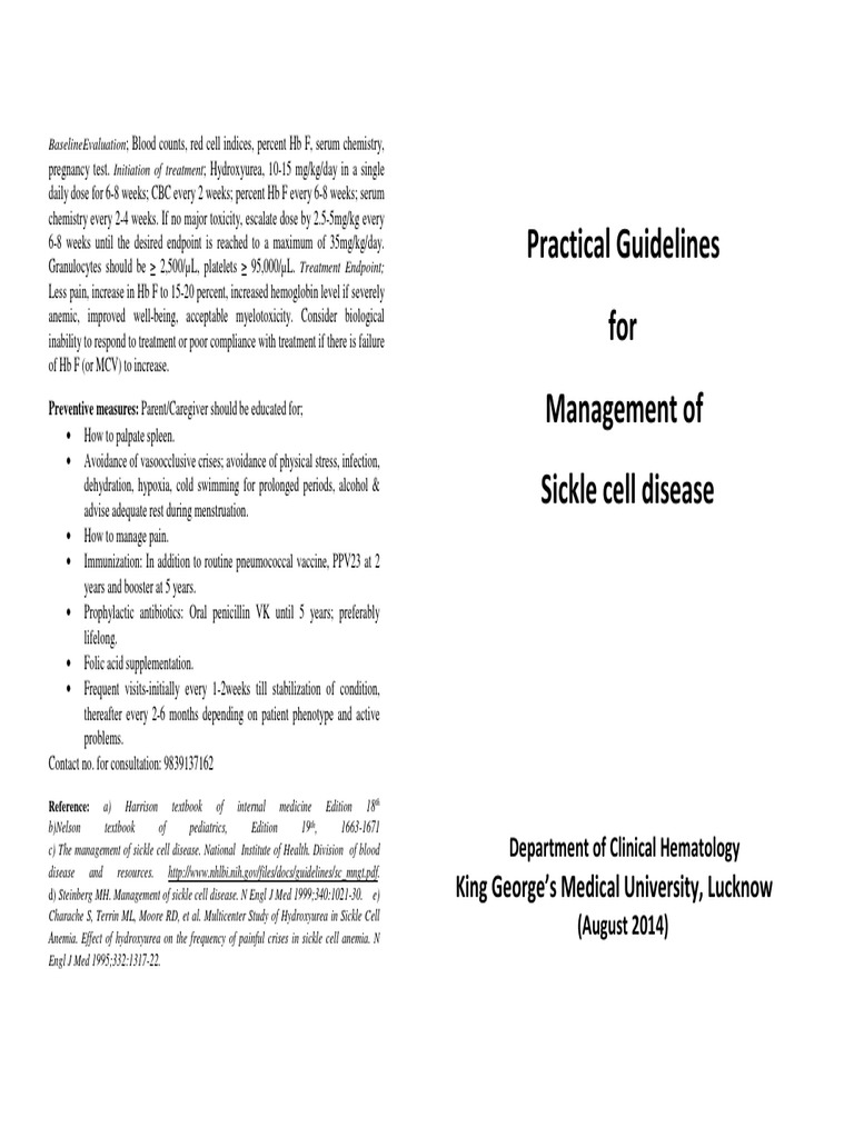 Practical guidelines for management of sickle cell disease | PDF ...