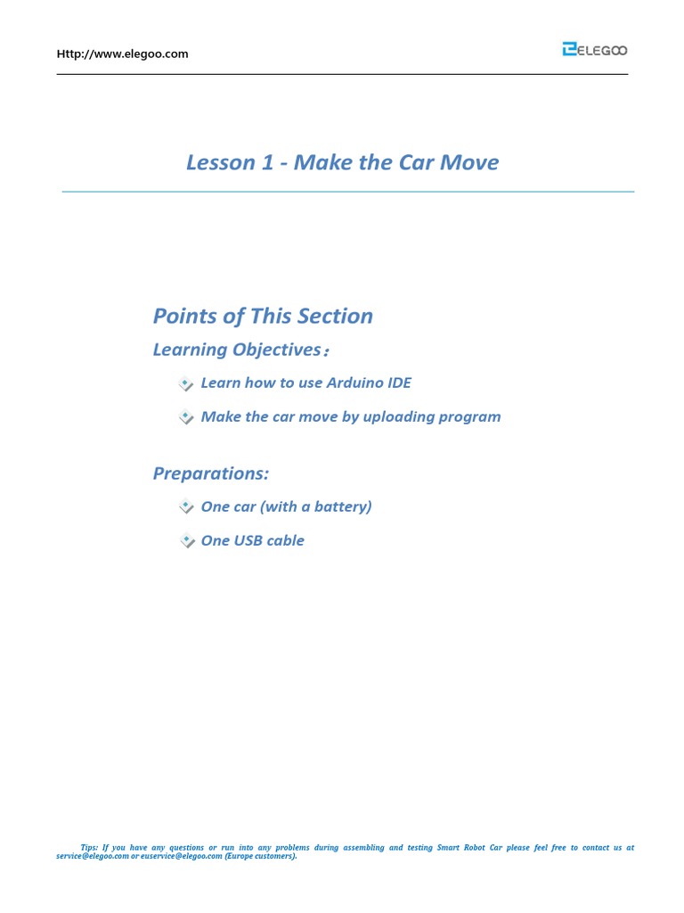Lesson 1 Make The Car Move | PDF | Remote Control | Arduino