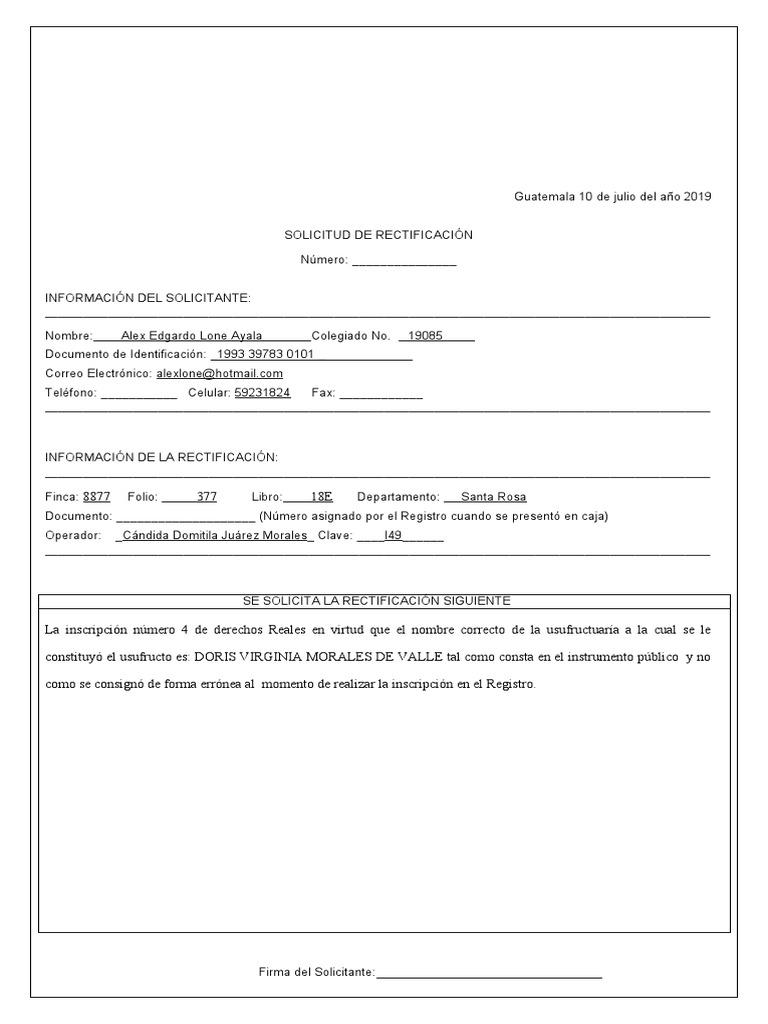 Formulario Rectificacionv2 | PDF