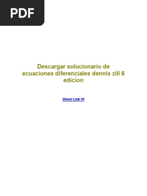 Descargar Solucionario de Ecuaciones Diferenciales Dennis Zill 6 Edicion