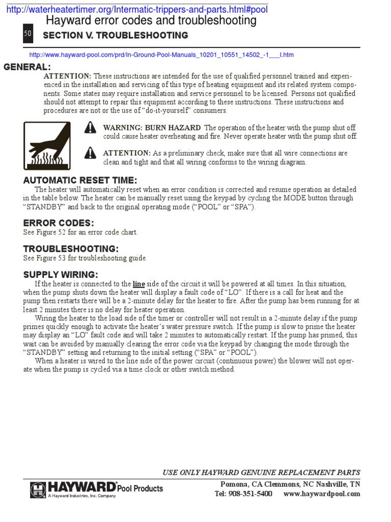 Hayward Error Codes and Troubleshooting PDF Fuse (Electrical) Electrical Connector