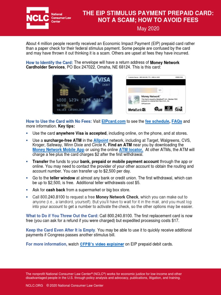 Issue Brief Money Network EIP Cards PDF Debit Card Fee