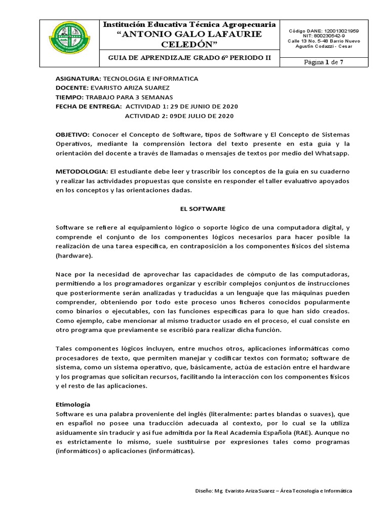 Guia Informatica Grado 6 Periodo 2 | PDF | Programa de computadora ...